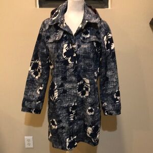 Boden Blue/White w/Red Fleece Lined Detachable Hood Rain Coat Zip/Snap Close-10